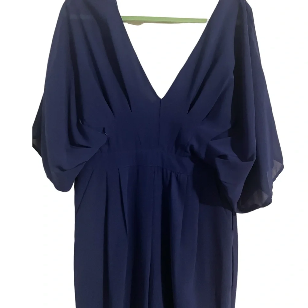 royal blue chiffon jumpsuit with pockets - Picture 4 of 5
